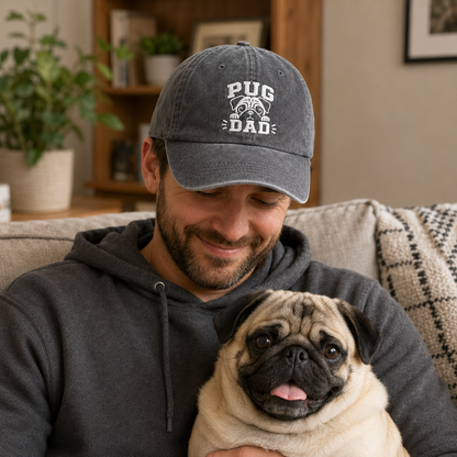 Pug Dad Embroidered Washed Cap - Washed Cap - alternate angle