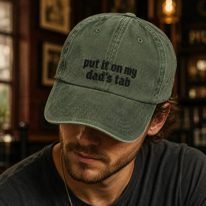 Put It On My Dad's Tab Washed Cap - washed cap - alternate angle