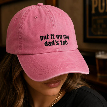 Put It On My Dad's Tab Washed Cap - washed cap - detail
