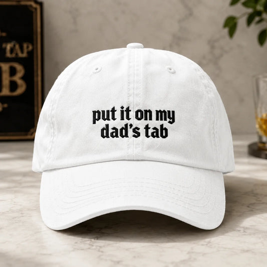Put It On My Dad's Tab Washed Cap - washed cap - front view