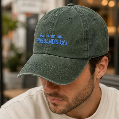 Put It On My Husband's Tab Washed Cap - washed cap - alternate angle