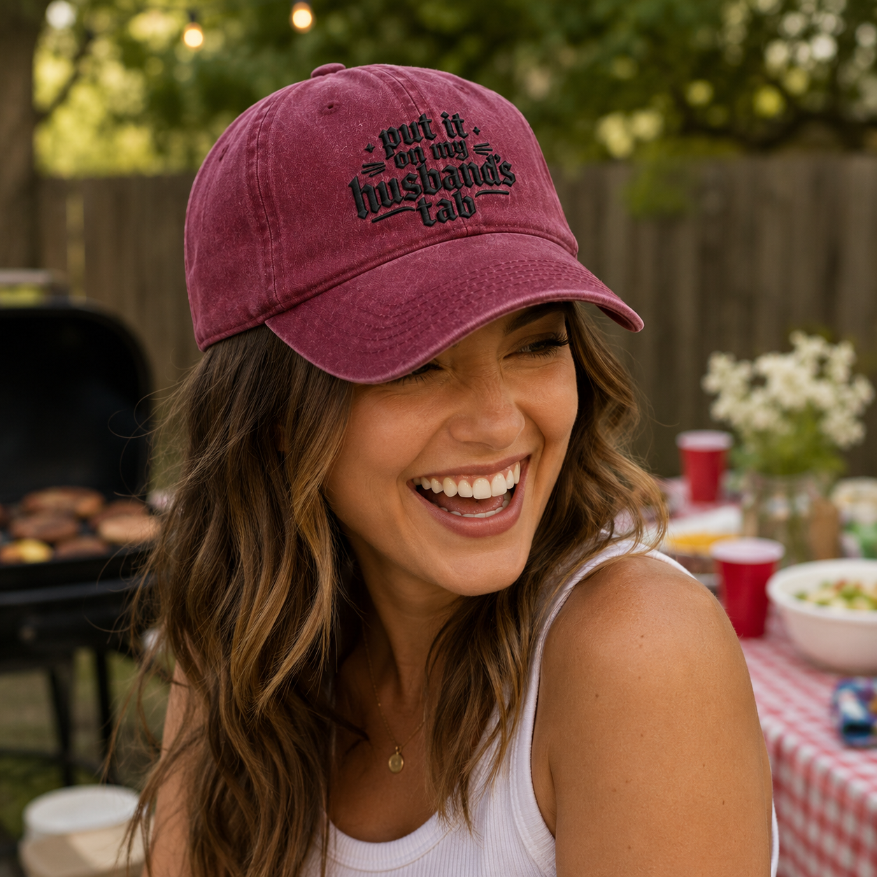 Put It On My Husband's Tab Washed Cap - Washed Cap - lifestyle
