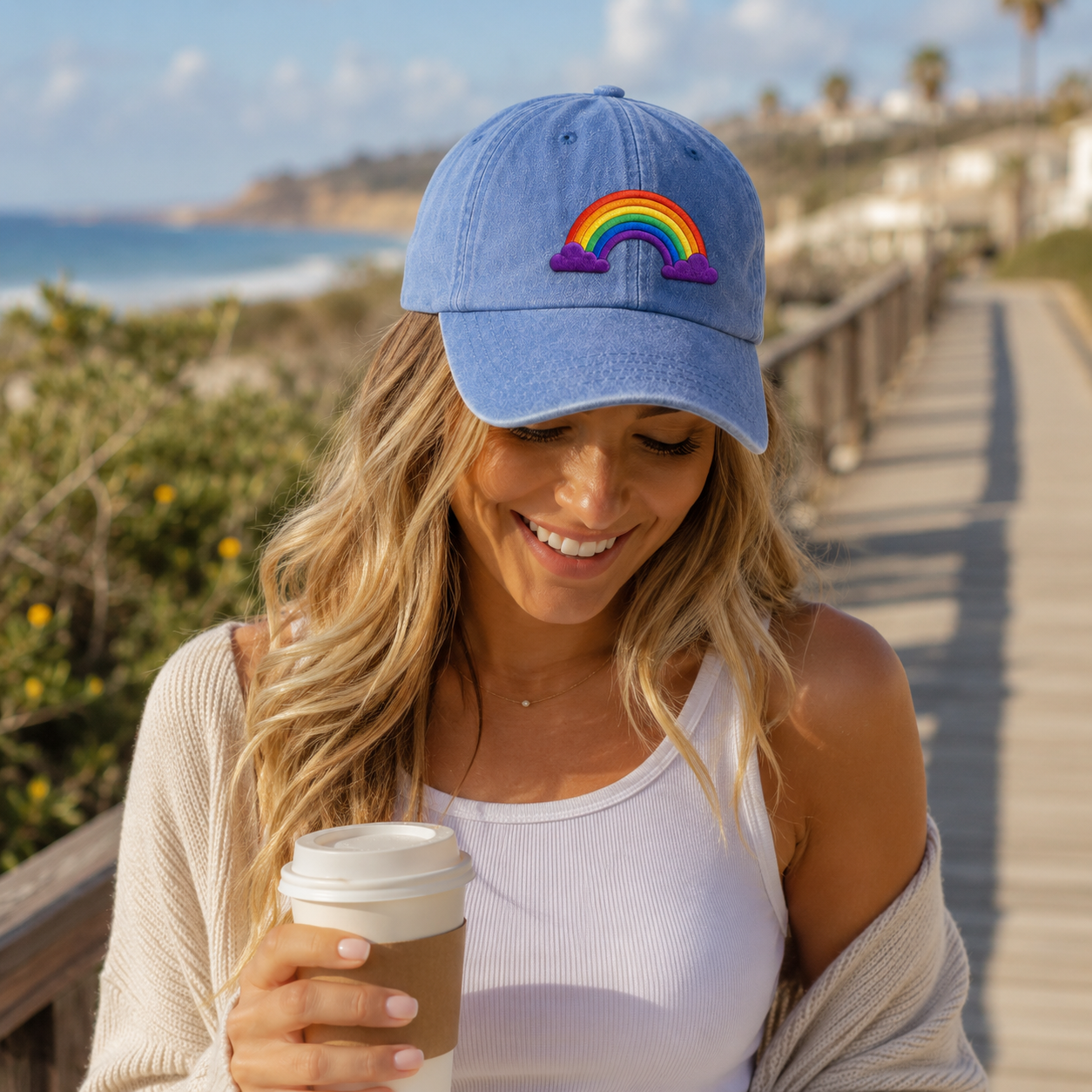Rainbow Cloud Washed Cap - Washed Cap - alternate angle