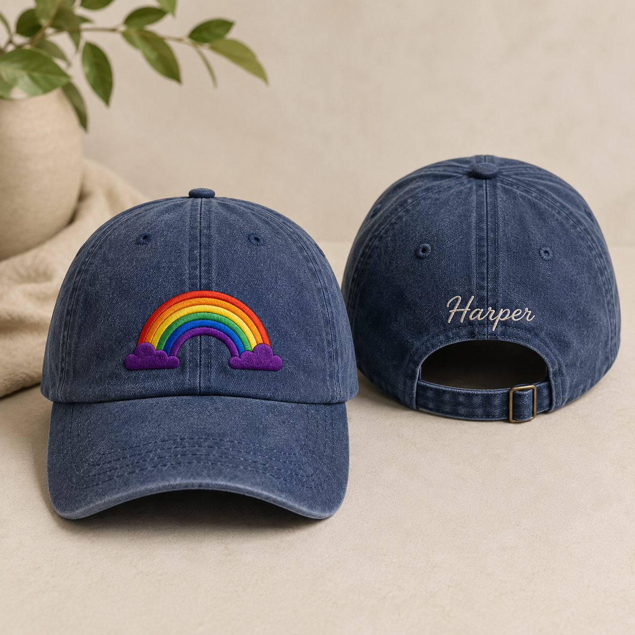 Rainbow Cloud Washed Cap - Washed Cap - front view