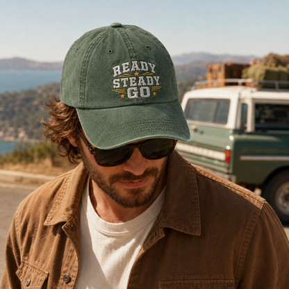 Ready Steady Go Embroidered Washed Cap - Washed Cap - alternate angle