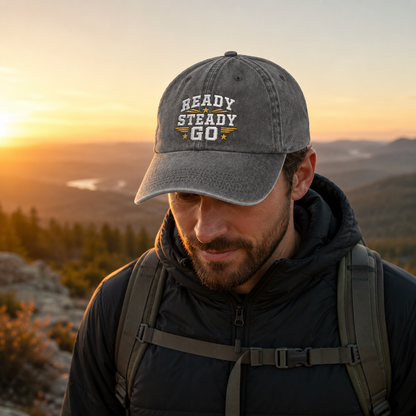 Ready Steady Go Embroidered Washed Cap - Washed Cap - detail