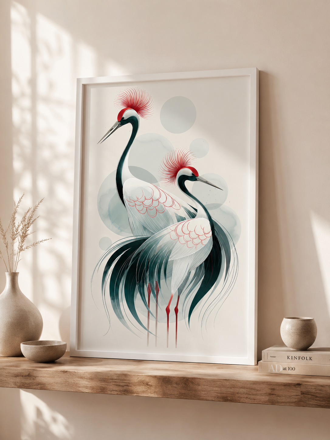 Red-Crowned Crane Wall Decor - Wall Art Decor - alternate angle - red-crowned crane wall decor, Japanese crane poster