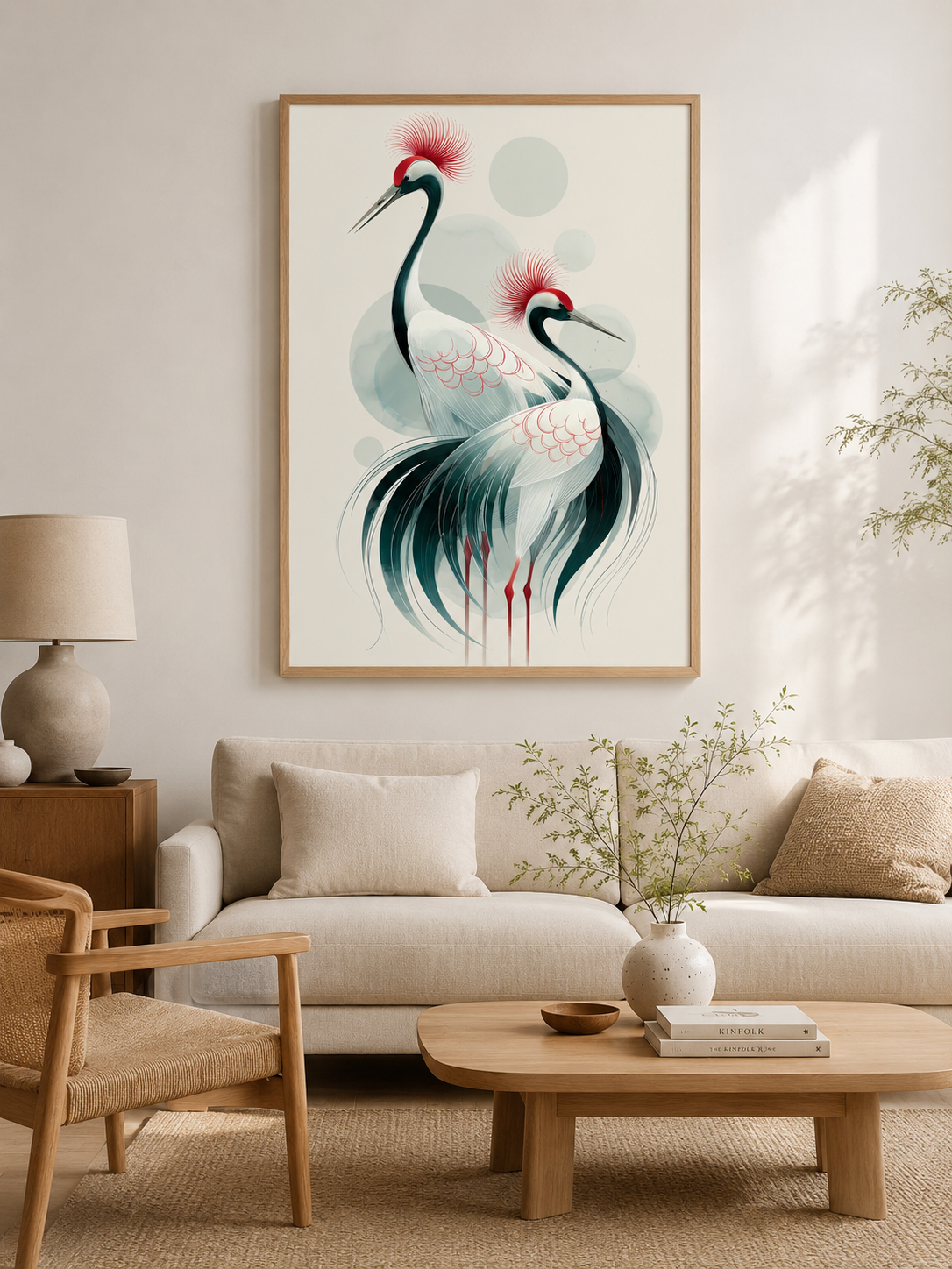 Red-Crowned Crane Wall Decor - Wall Art Decor - detail view - red-crowned crane wall decor, Japanese crane poster