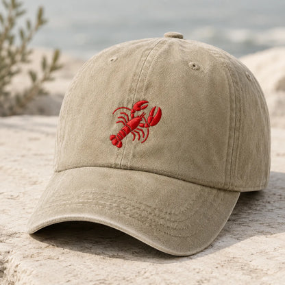 Red Lobster Embroidered Washed Cap - washed cap - alternate angle