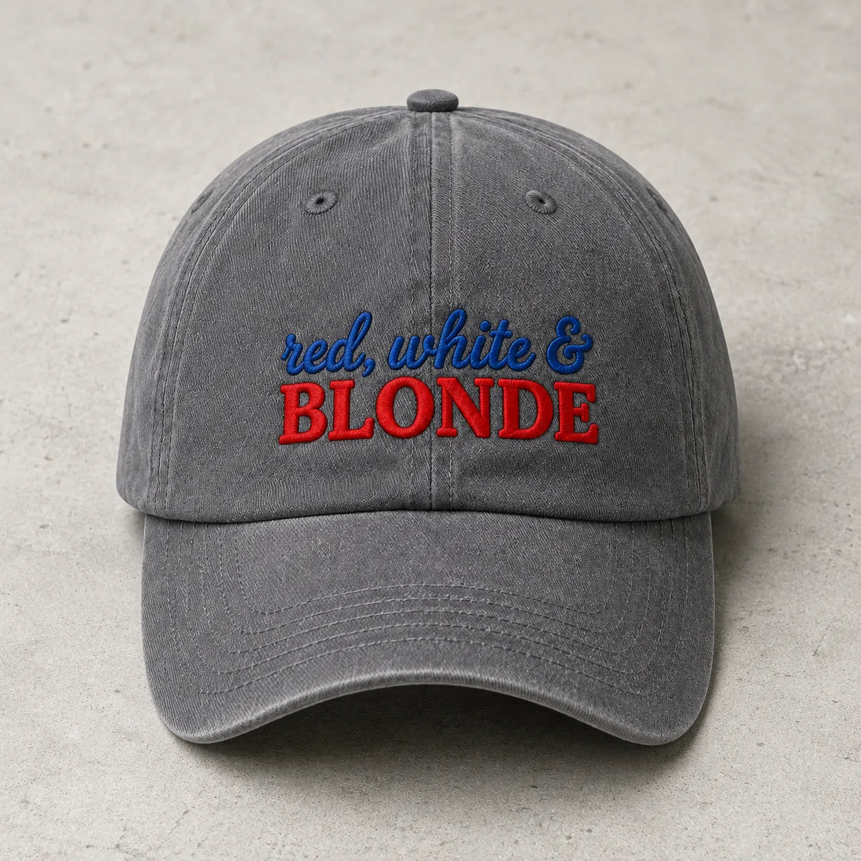 Red White & Blonde Washed Cap - washed cap - alternate angle