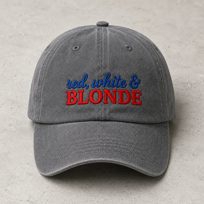 Red White & Blonde Washed Cap - washed cap - alternate angle