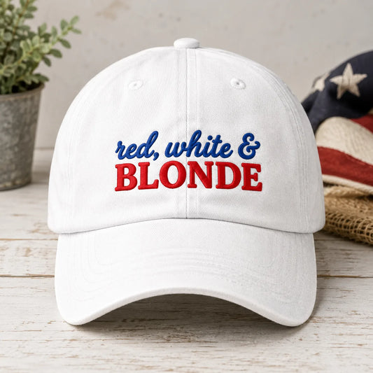 Red White & Blonde Washed Cap - washed cap - front view