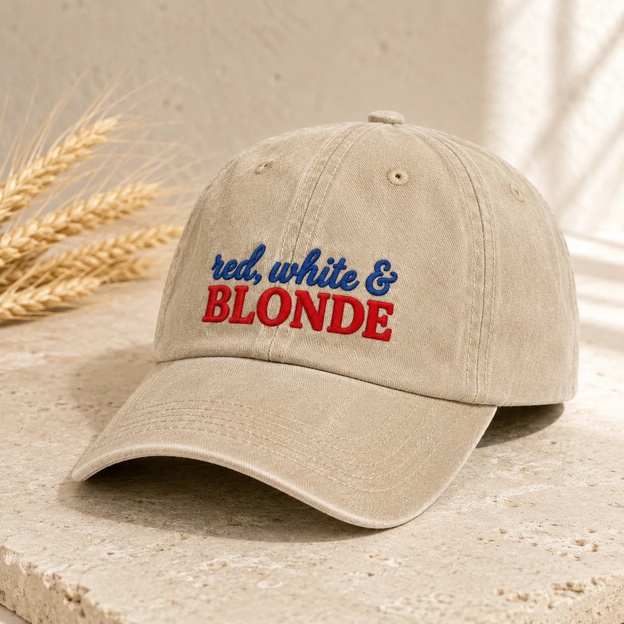 Red White & Blonde Washed Cap - washed cap - lifestyle