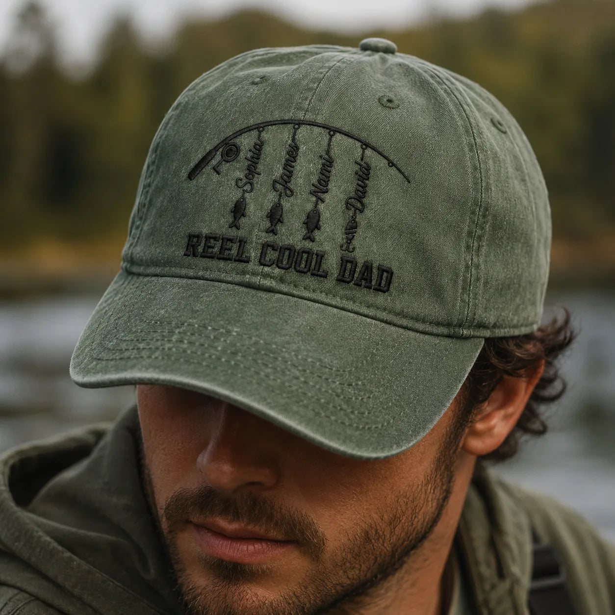 Reel Cool Dad Angler Washed Cap - washed cap - detail