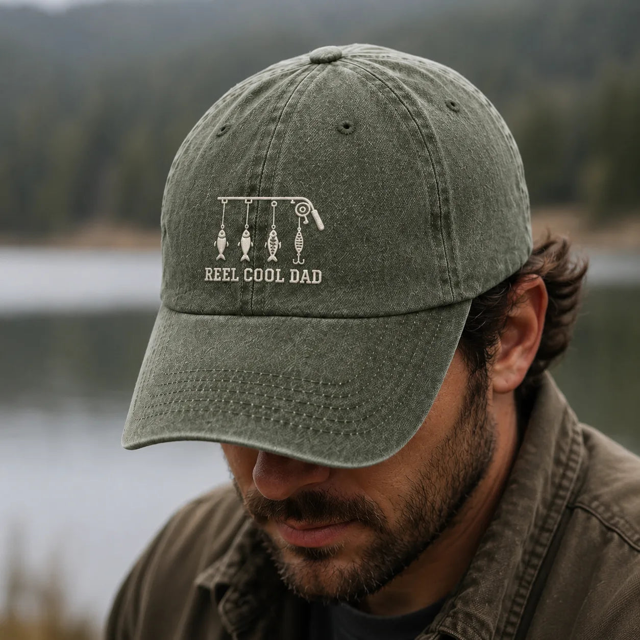 Reel Cool Dad Bait Washed Cap - washed cap - front view