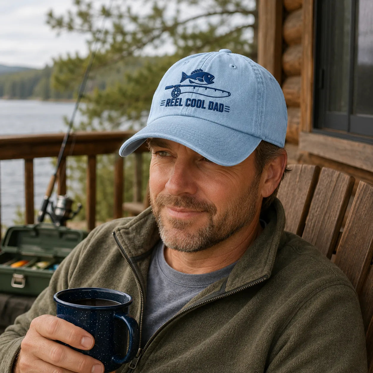 Reel Cool Dad Washed Cap, Fishing Hat for Father's Day - washed cap - alternate angle
