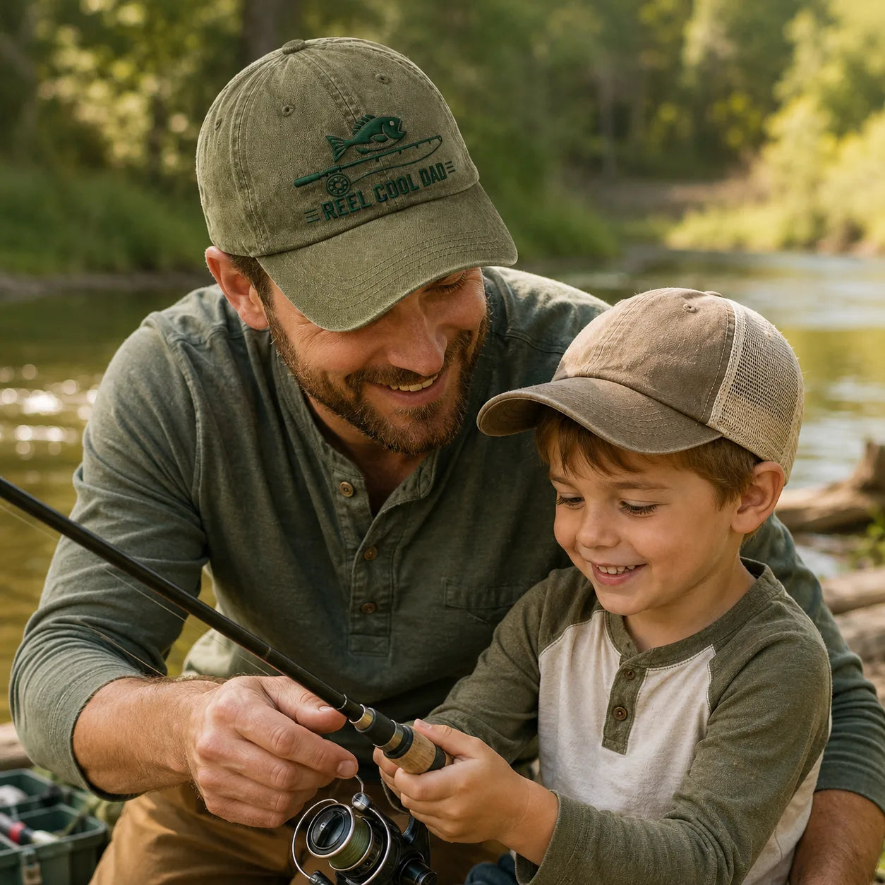 Reel Cool Dad Washed Cap, Fishing Hat for Father's Day - washed cap - lifestyle