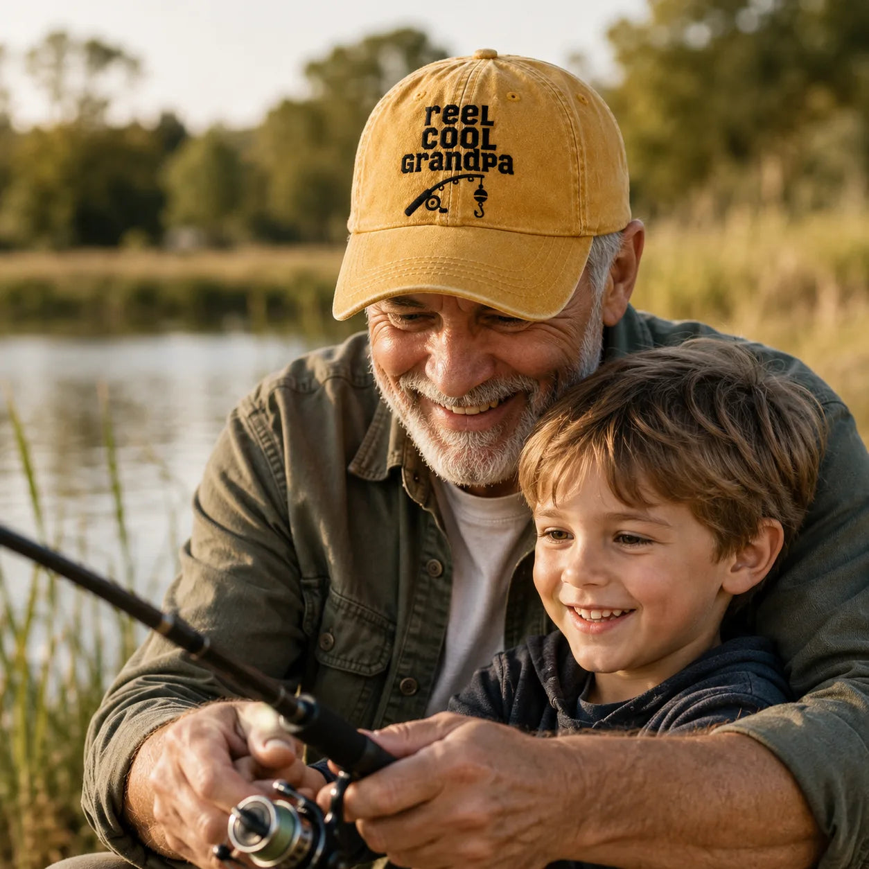 Reel Cool Grandpa Angler Washed Cap - washed cap - alternate angle