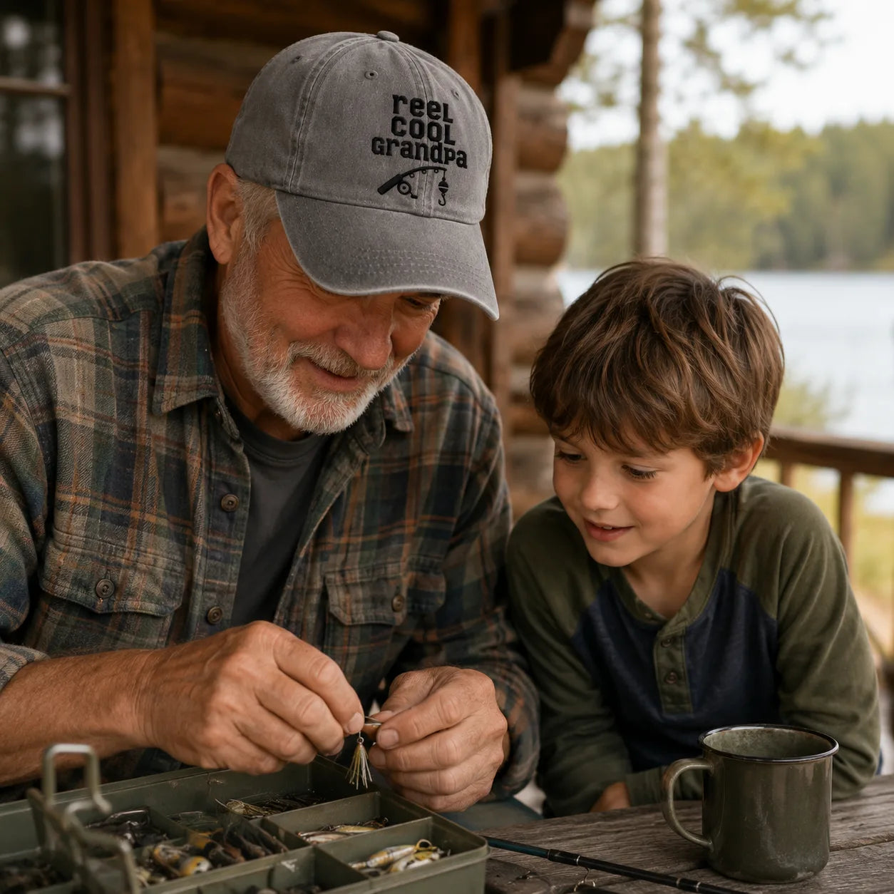 Reel Cool Grandpa Angler Washed Cap - washed cap - detail