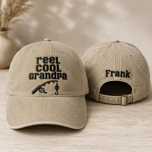 Reel Cool Grandpa Angler Washed Cap - washed cap - front view