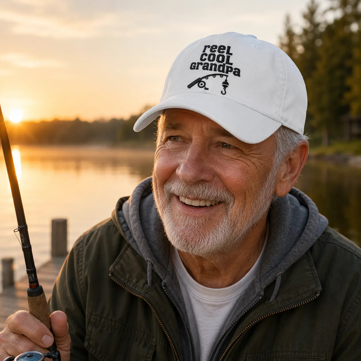 Reel Cool Grandpa Angler Washed Cap - washed cap - side view