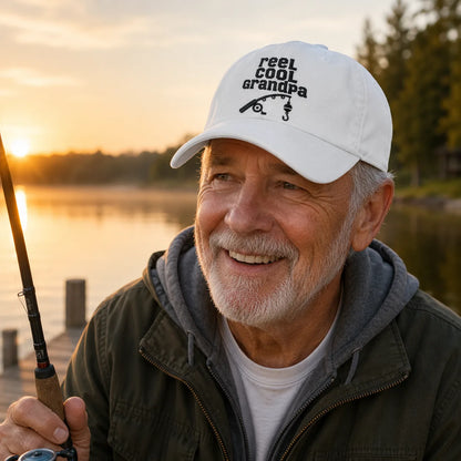 Reel Cool Grandpa Angler Washed Cap - washed cap - side view