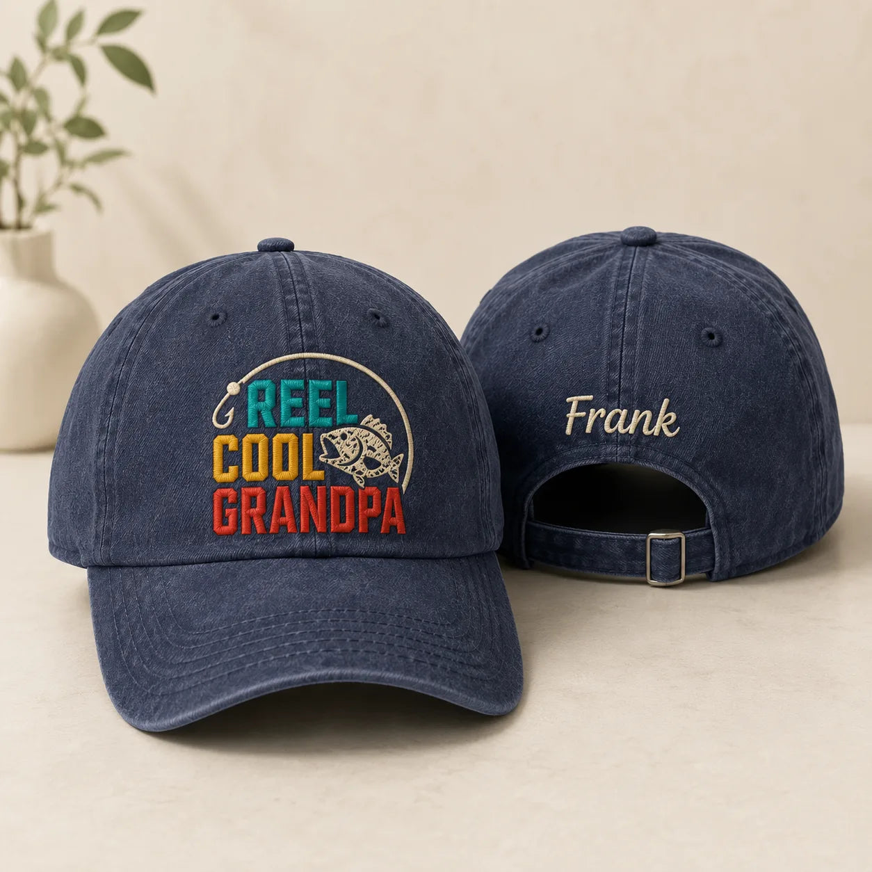 Reel Cool Grandpa Fishing Washed Cap - washed cap - front view