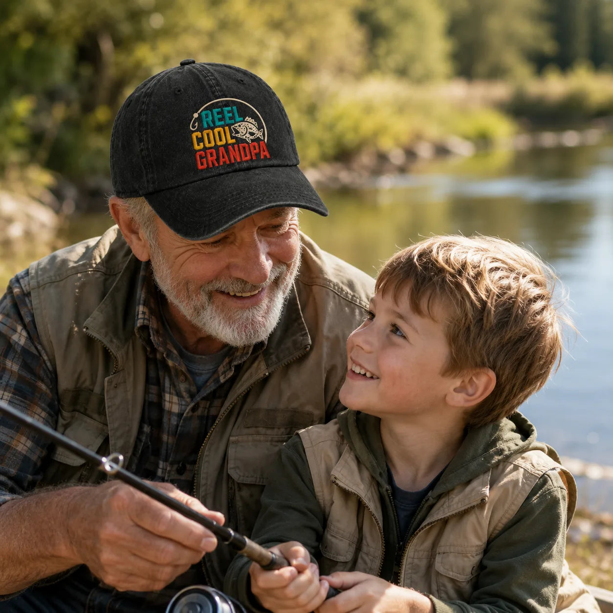 Reel Cool Grandpa Fishing Washed Cap - washed cap - lifestyle