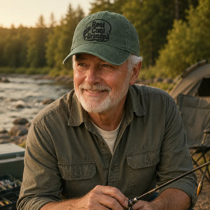 Reel Cool Grandpa Personalized Washed Cap - washed cap - detail