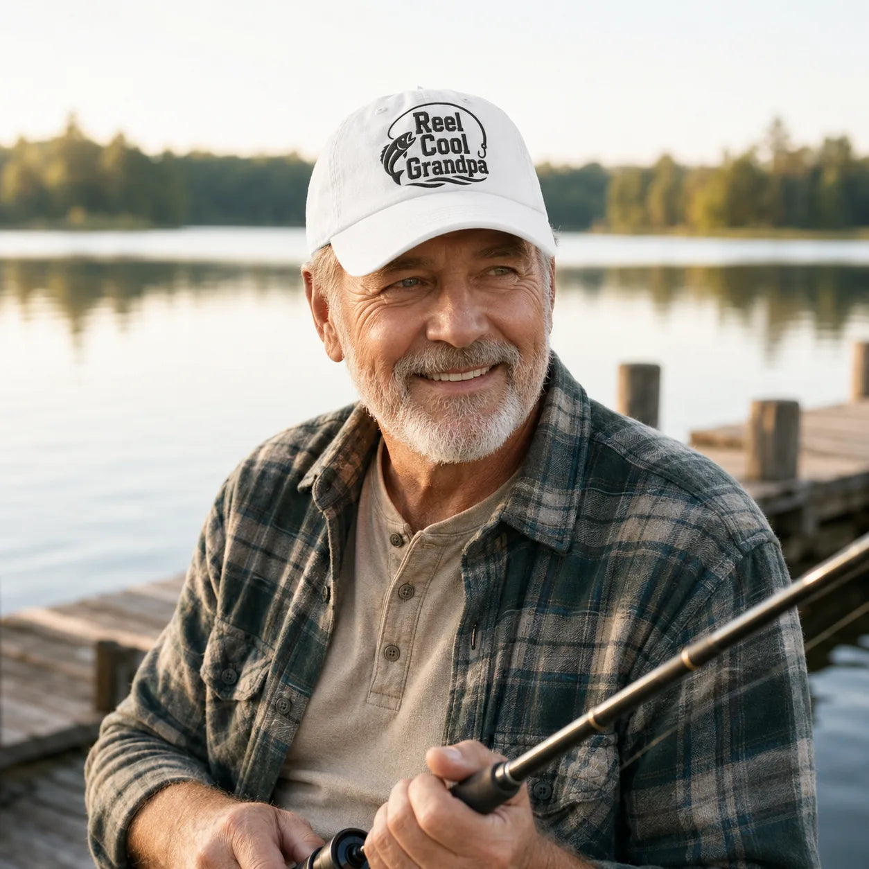 Reel Cool Grandpa Personalized Washed Cap - washed cap - side view