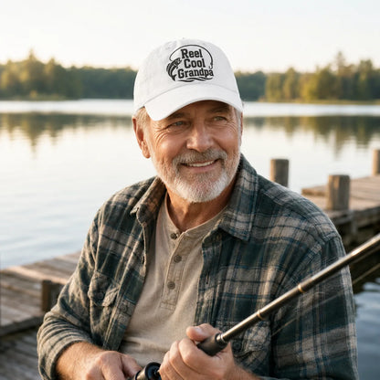 Reel Cool Grandpa Personalized Washed Cap - washed cap - side view
