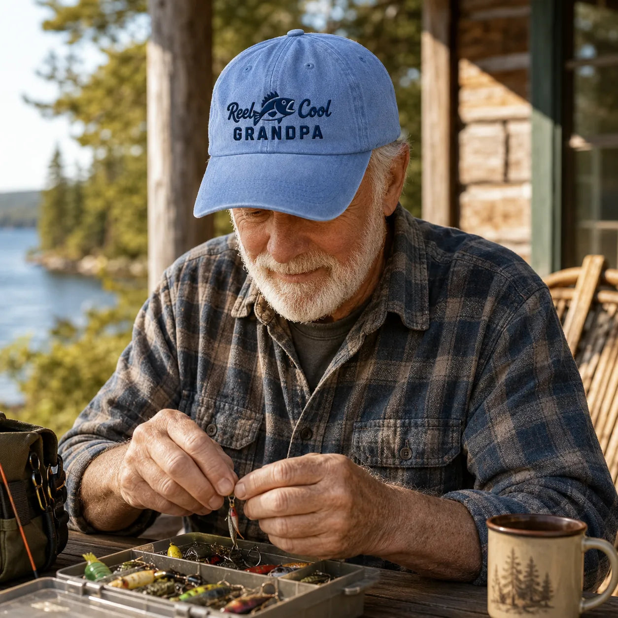 Reel Cool Grandpa Washed Cap Angler - washed cap - detail