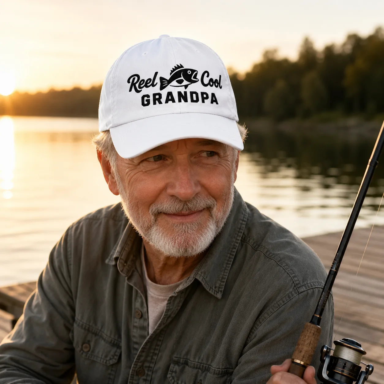 Reel Cool Grandpa Washed Cap Angler - washed cap - side view