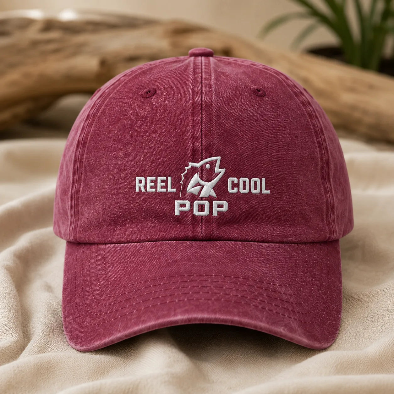 Reel Cool Pop Washed Dad Hat - washed cap - alternate angle