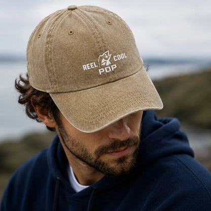 Reel Cool Pop Washed Dad Hat - washed cap - front view