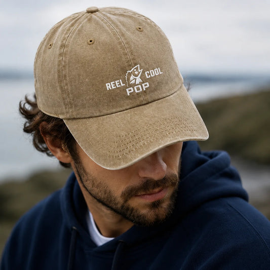 Reel Cool Pop Washed Dad Hat - washed cap - front view