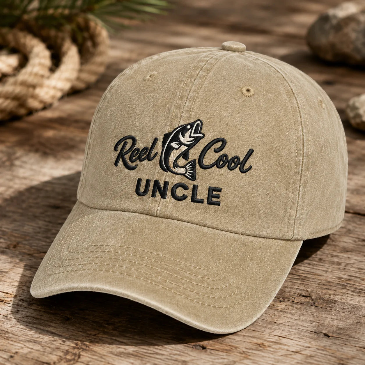 Reel Cool Uncle Washed Cap - washed cap - side view