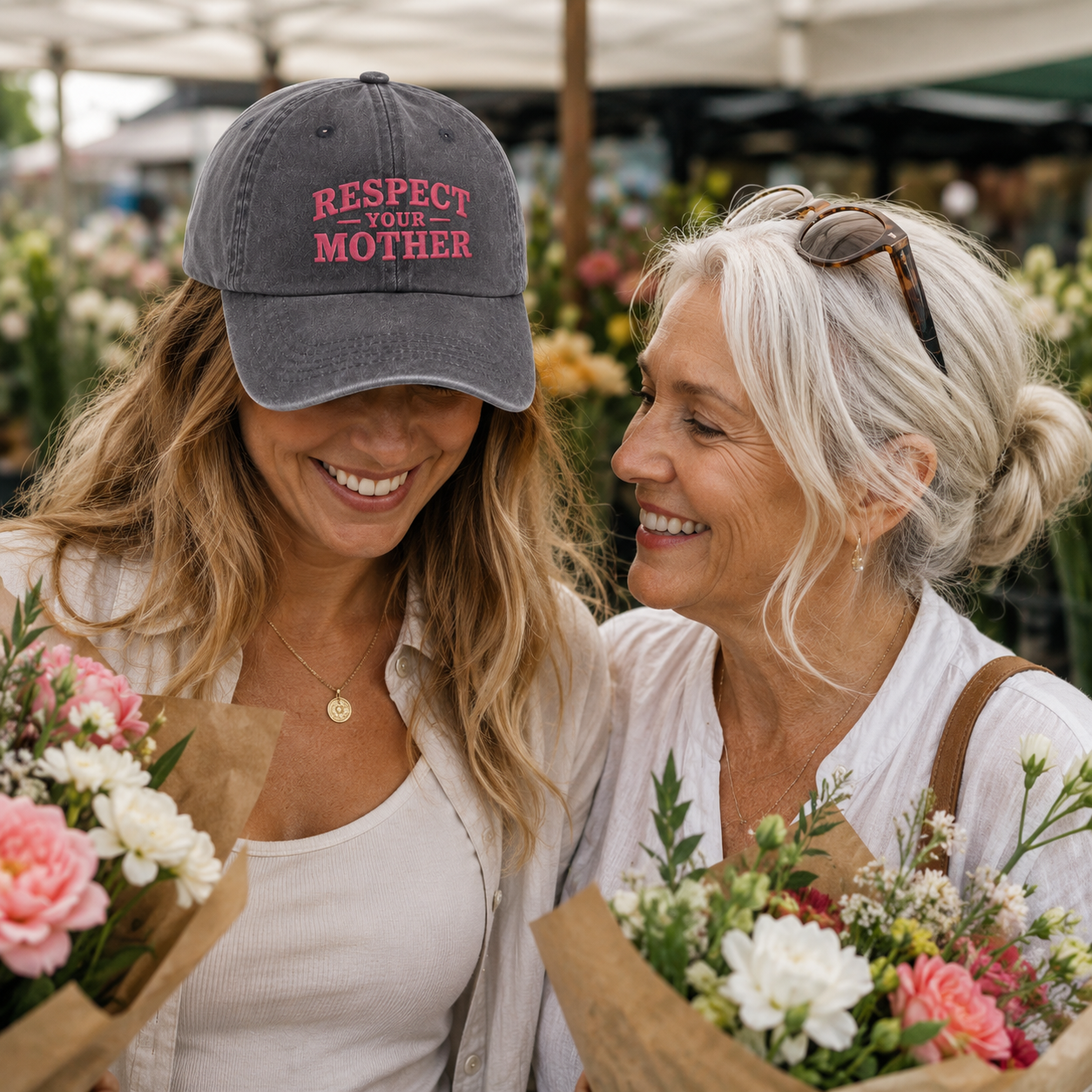 Respect Your Mother Embroidered Washed Cap - Washed Cap - alternate angle