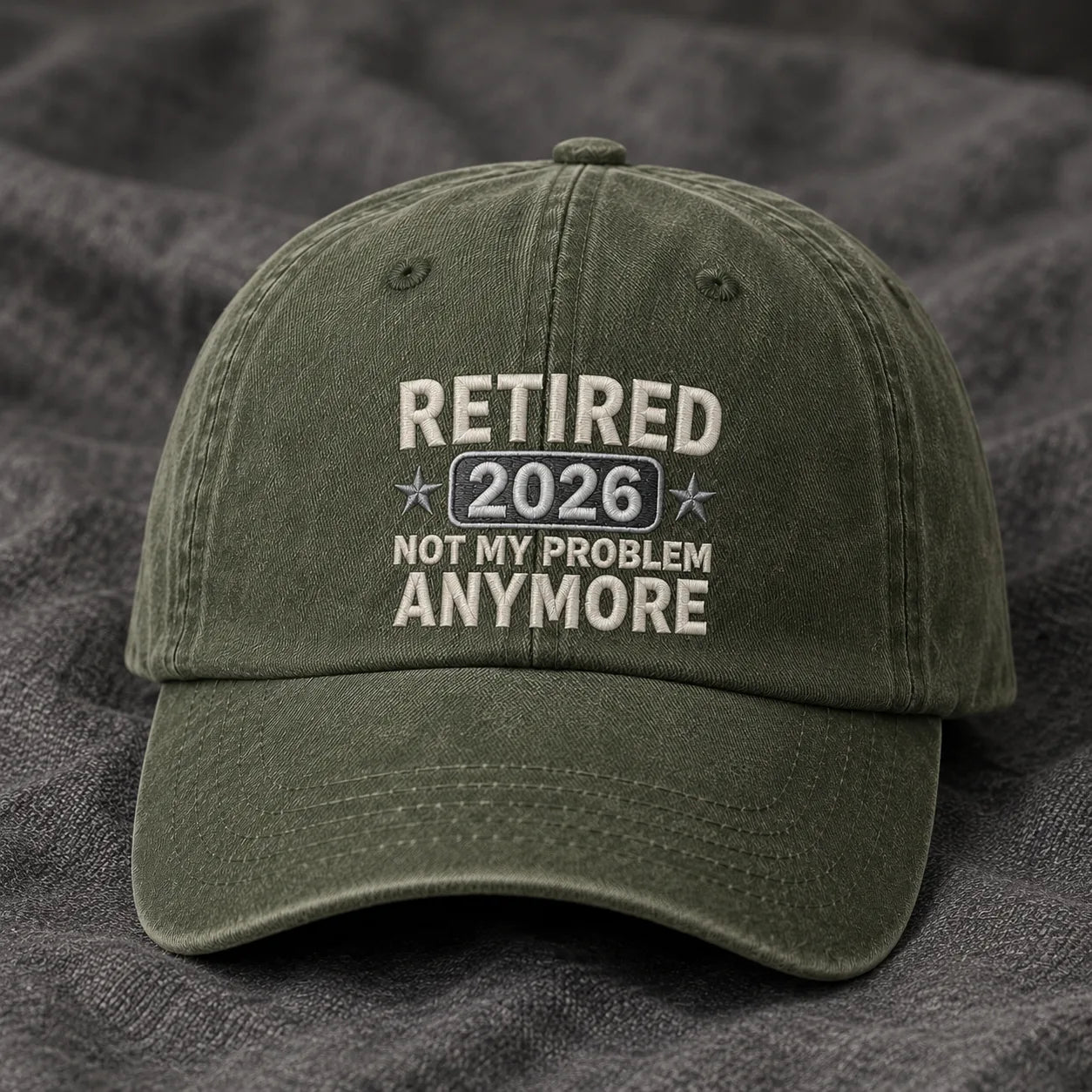 Retired 2026 Not My Problem Anymore Washed Cap - washed cap - lifestyle