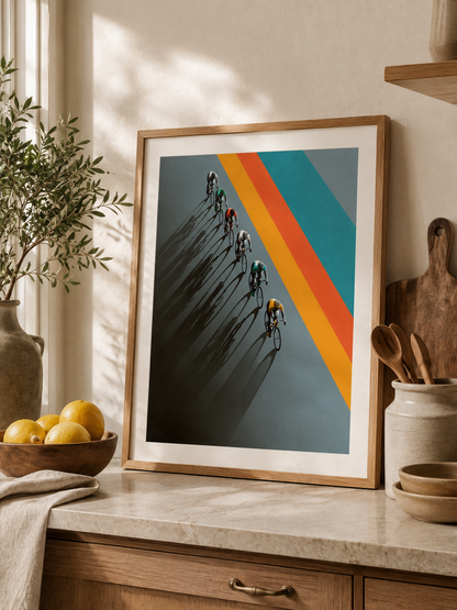 Retro Cycling Poster - Wall Art Decor - close-up - retro cycling poster, cycling wall art