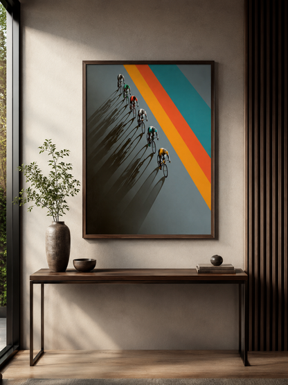 Retro Cycling Poster - Wall Art Decor - lifestyle shot - retro cycling poster, cycling wall art