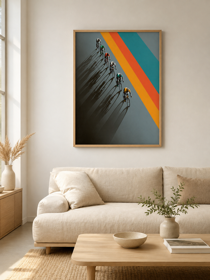 Retro Cycling Poster - Wall Art Decor - front view - retro cycling poster, cycling wall art