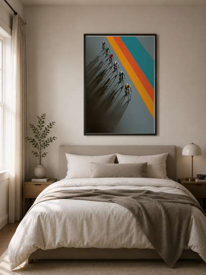 Retro Cycling Poster - Wall Art Decor - lifestyle shot - retro cycling poster, cycling wall art