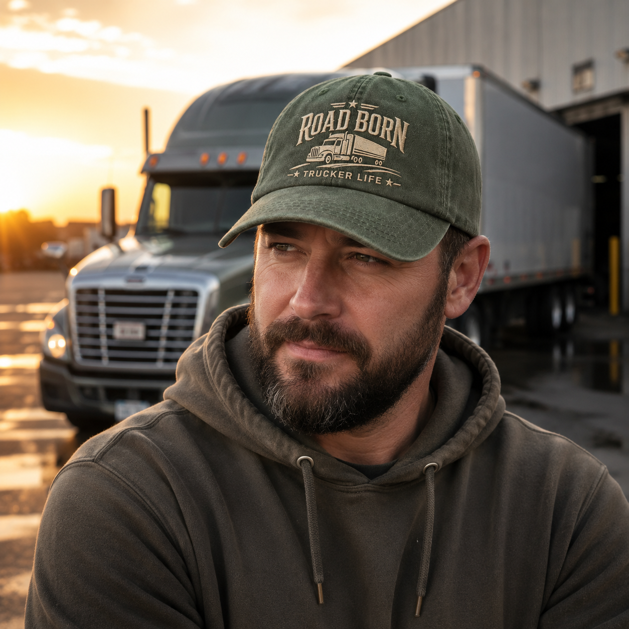 Road Born Trucker Life Washed Cap - Washed Cap - detail