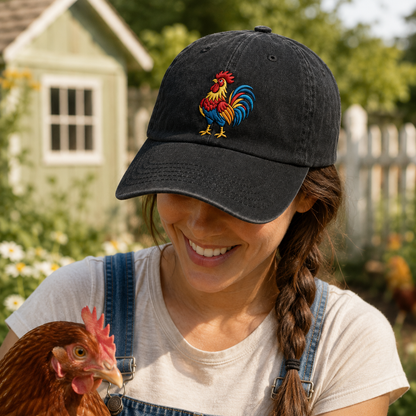 Rooster Embroidered Washed Cap - Washed Cap - lifestyle