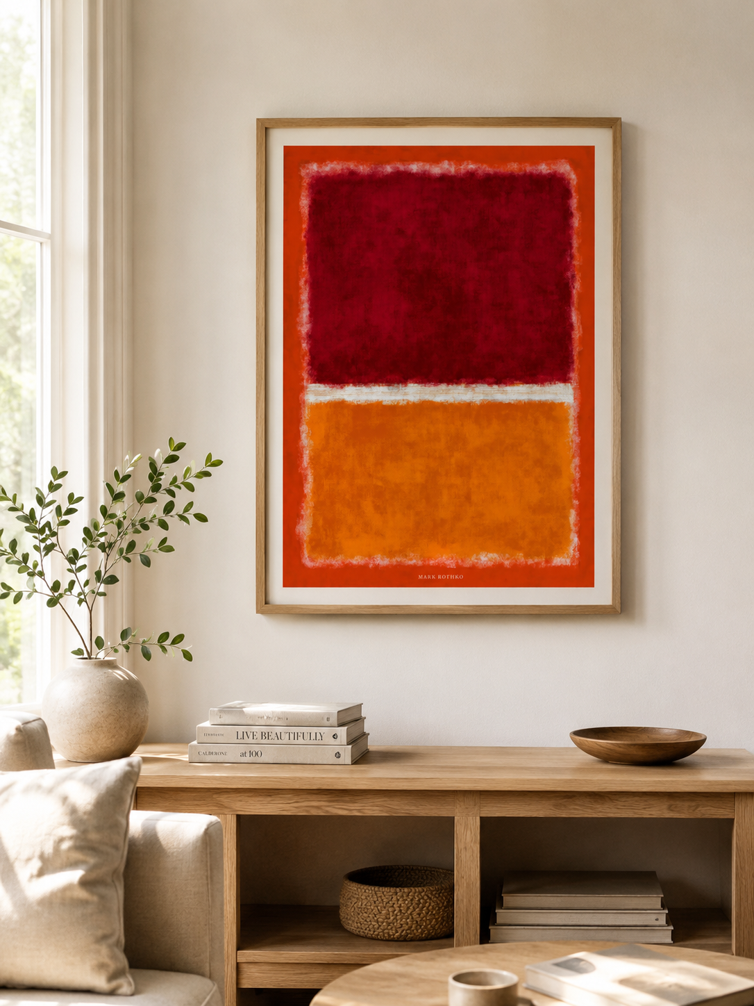 Rothko Inspired Crimson Poster - Wall Art Decor - detail view - rothko inspired crimson poster, red abstract wall art