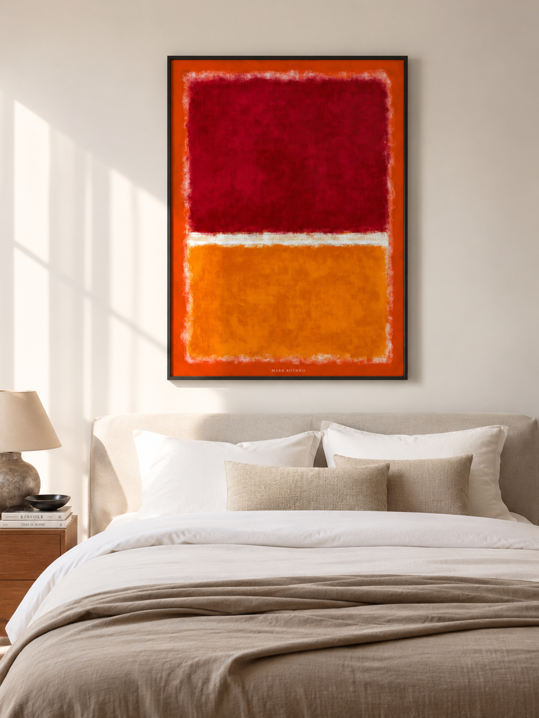 Rothko Inspired Crimson Poster - Wall Art Decor - lifestyle shot - rothko inspired crimson poster, red abstract wall art