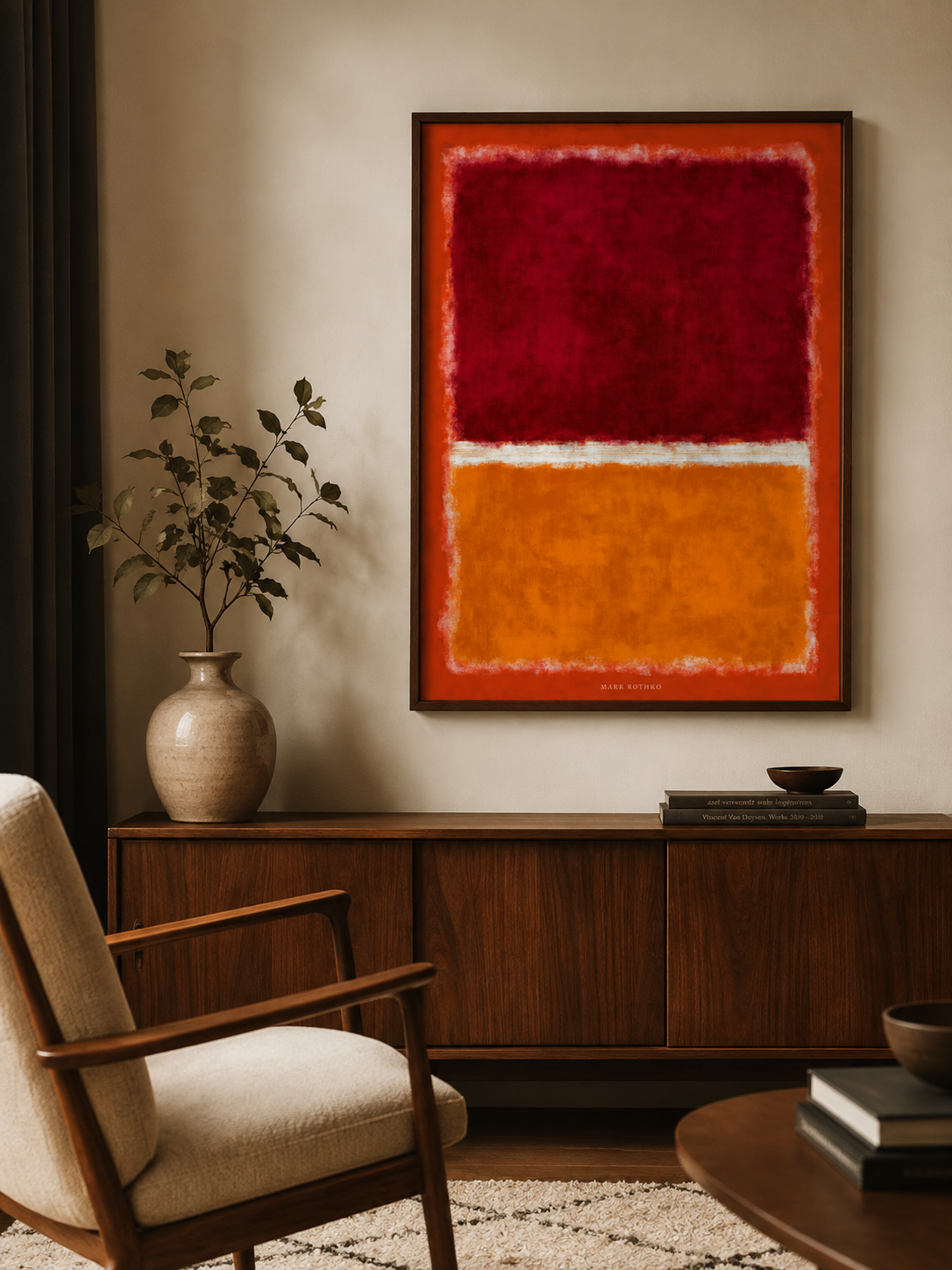 Rothko Inspired Crimson Poster - Wall Art Decor - close-up - rothko inspired crimson poster, red abstract wall art