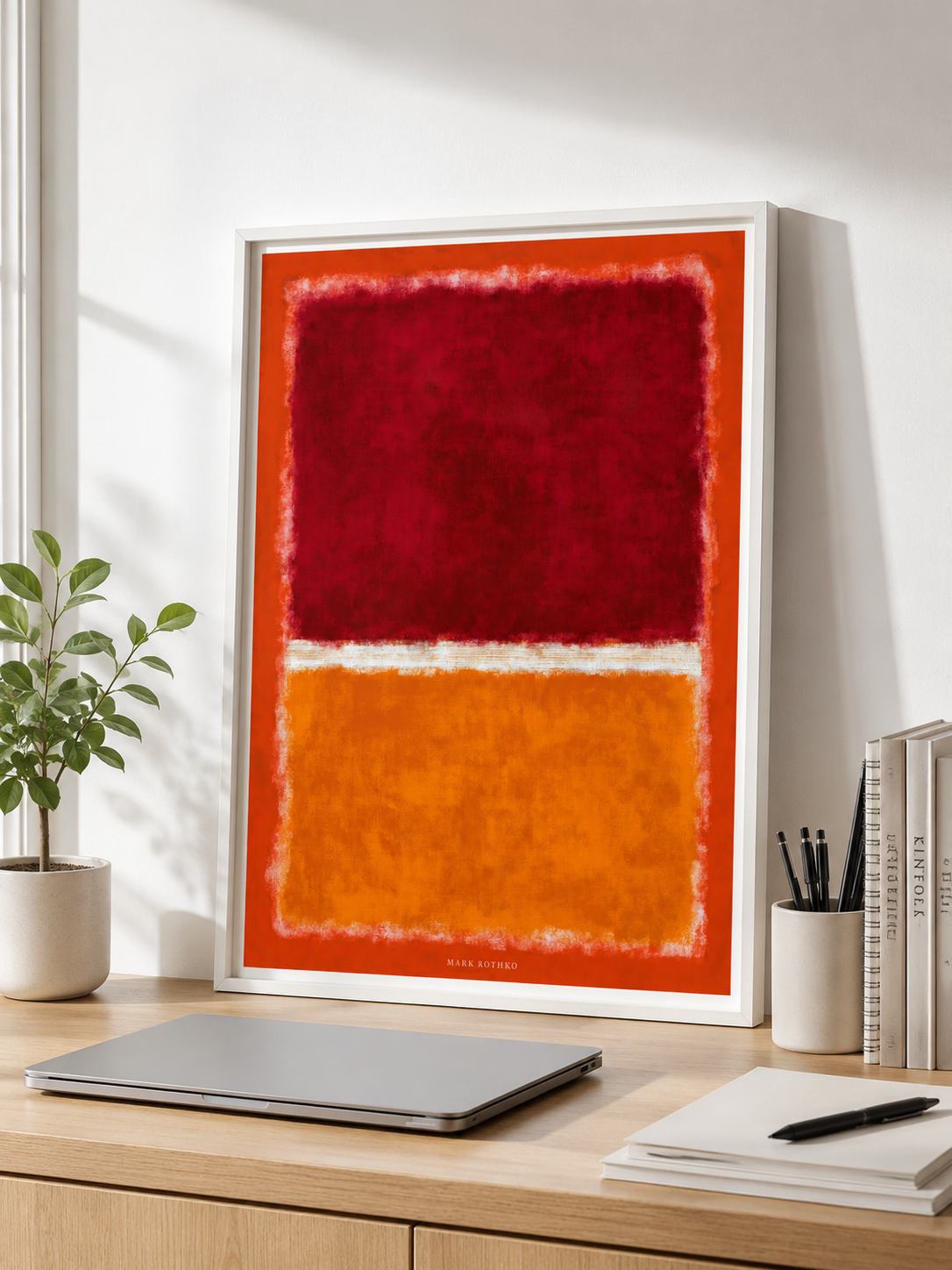 Rothko Inspired Crimson Poster - Wall Art Decor - alternate angle - rothko inspired crimson poster, red abstract wall art