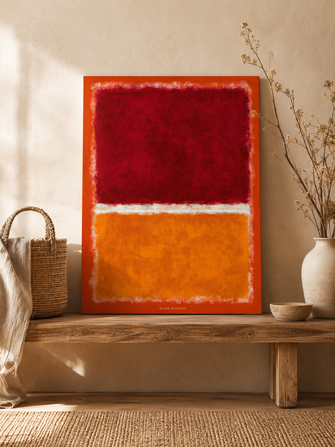 Rothko Inspired Crimson Poster - Wall Art Decor - detail view - rothko inspired crimson poster, red abstract wall art